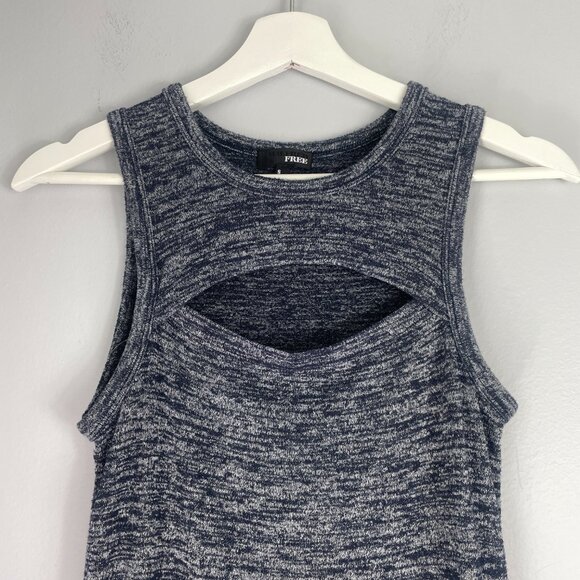 Aritzia Wilfred Free Heathered Navy Stretch Cut Out Dress Size Small - Picture 2 of 7